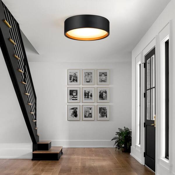 14 in. LED Modern Black Dimmable Flush Mount Ceiling Light