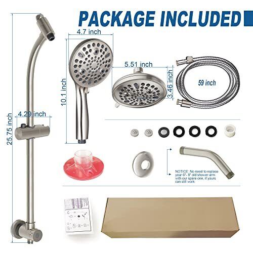 High Pressure Handheld/Rain 82-mode 3-way Shower Head Combo with 25.75" Adjus...