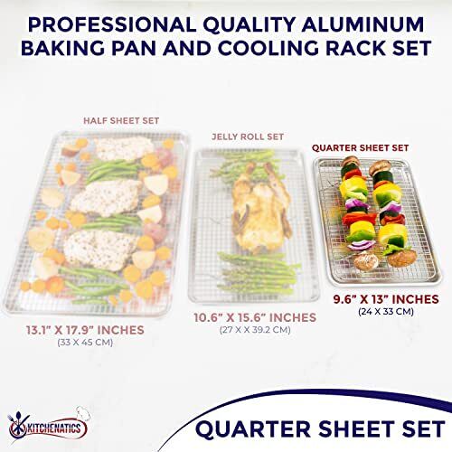 Quarter Sheet Oven Pan Cooling Rack Set Small 1/4 Aluminum Half Sheet Pan Stainl