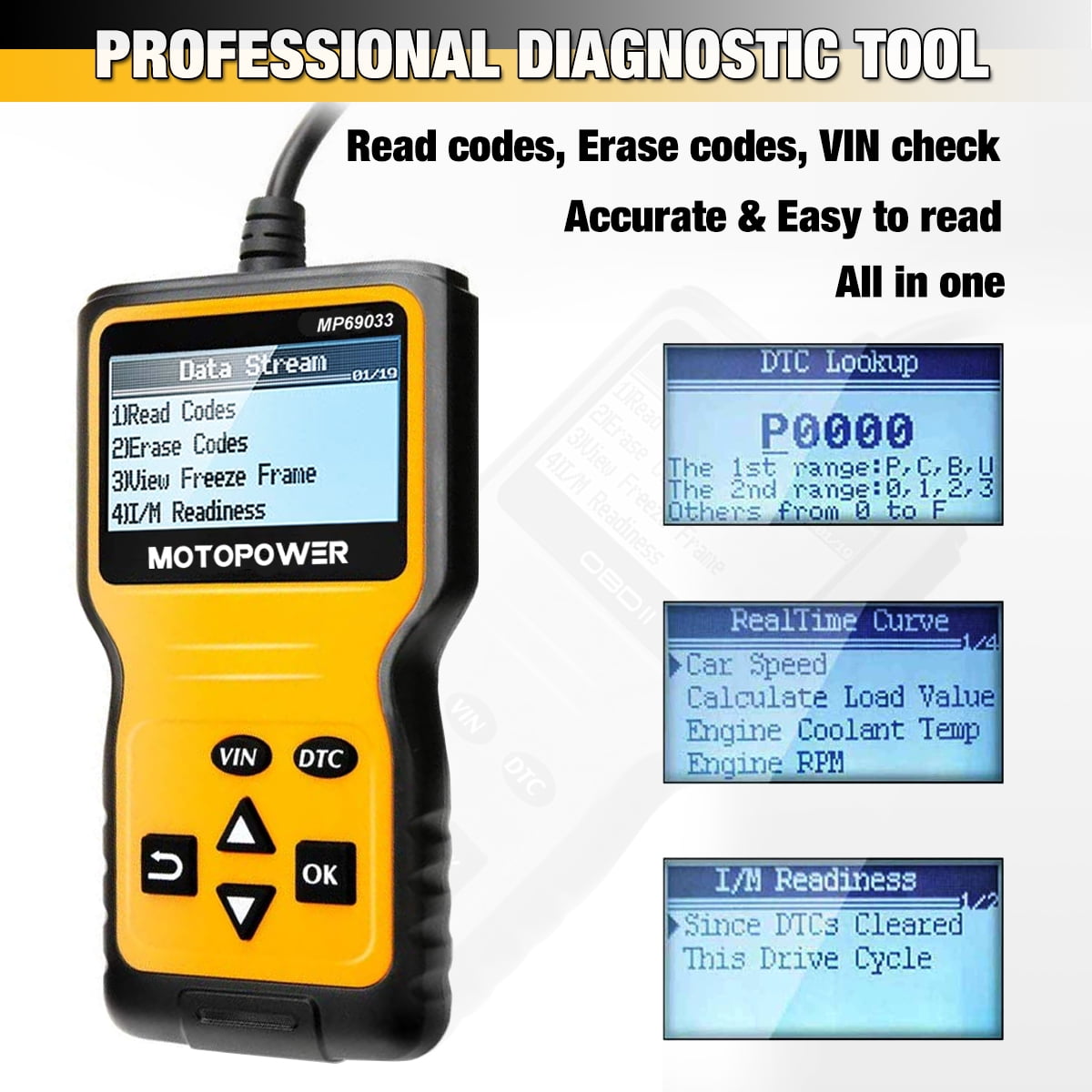 MOTOPOWER Car OBD2 Code Reader OBD2 Scanner Engine Fault Code Reader Car Diagnostic Scan Tool