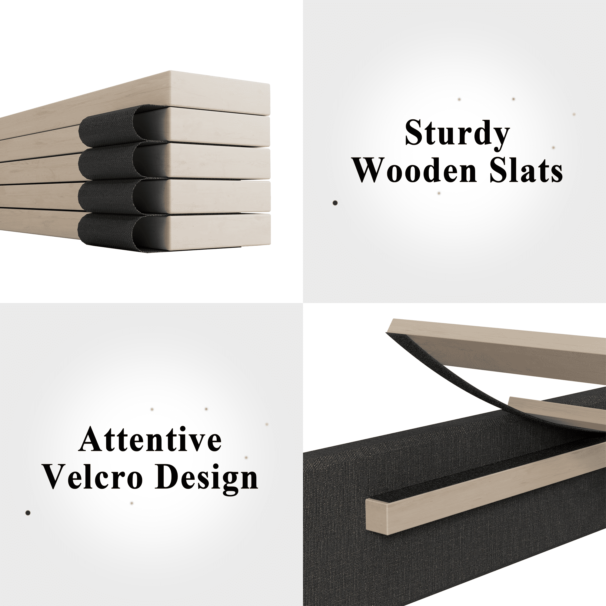 Lifezone Queen Size Upholstered Bed Frame with Adjustable Headboard, No Box Spring Needed, Dark Grey