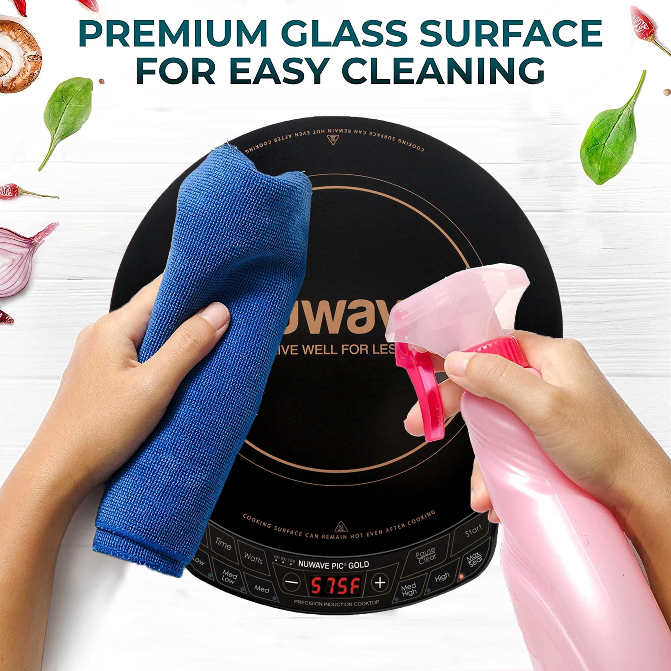 NuWave Precision Induction Cooktop 8inch Portable Induction Cooker, 100°F to 575°F and 3 Wattage Settings