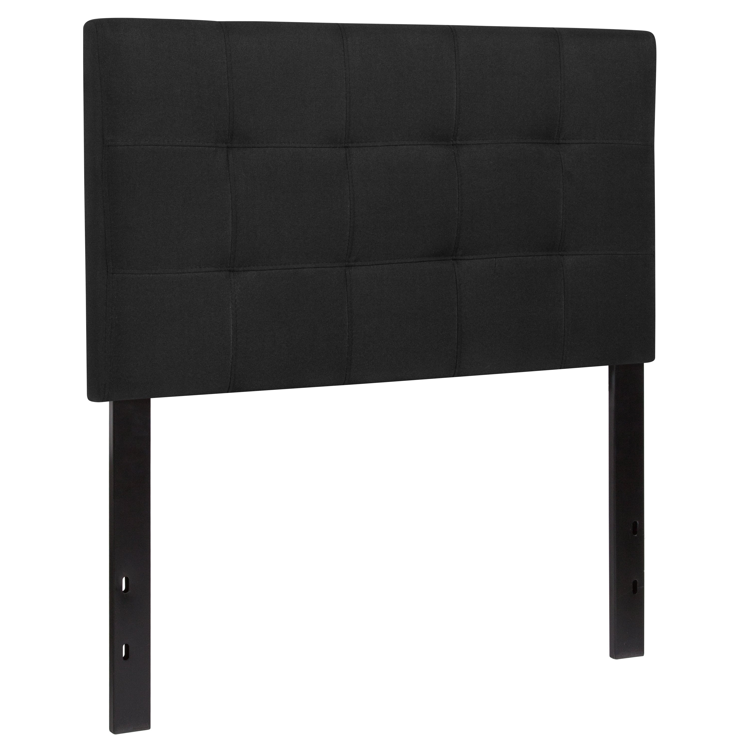 BizChair Quilted Tufted Upholstered Twin Size Headboard in Black Fabric