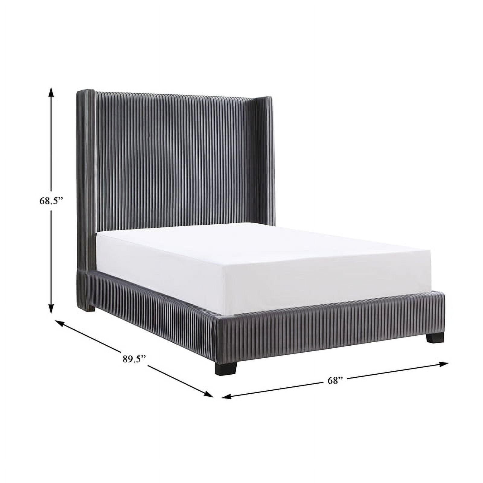 Lexicon Glenbury Velvet Queen Upholstered Bed in Pleated Dark Gray