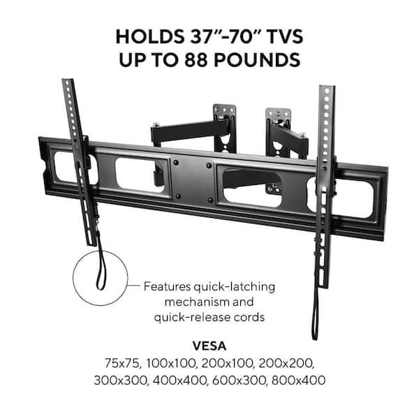 37 in. to 70 in. Full Motion Mount for Corner or Flat Wall Install, 88 lbs.