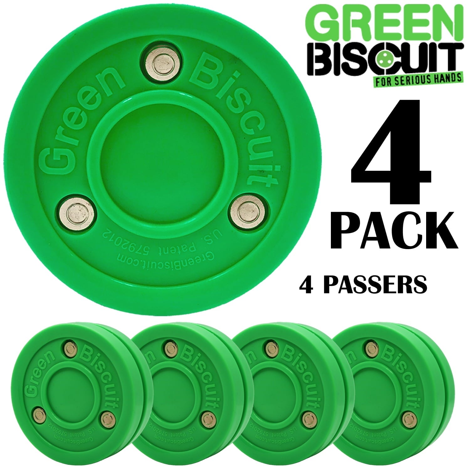 Green Biscuit 4 Pack Original Passer with NHL Puck/GB Sticker