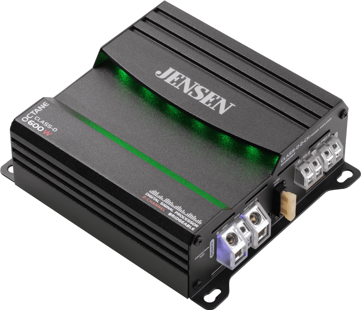 JENSEN XDA92RB Class D 2 Channel Bridgeable Amplifier with 80 Watts x 2 RMS, 600 Watts