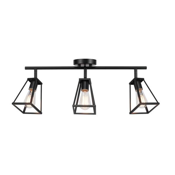 2 ft. 3-Light Matte Black Fixed Track Lighting Kit