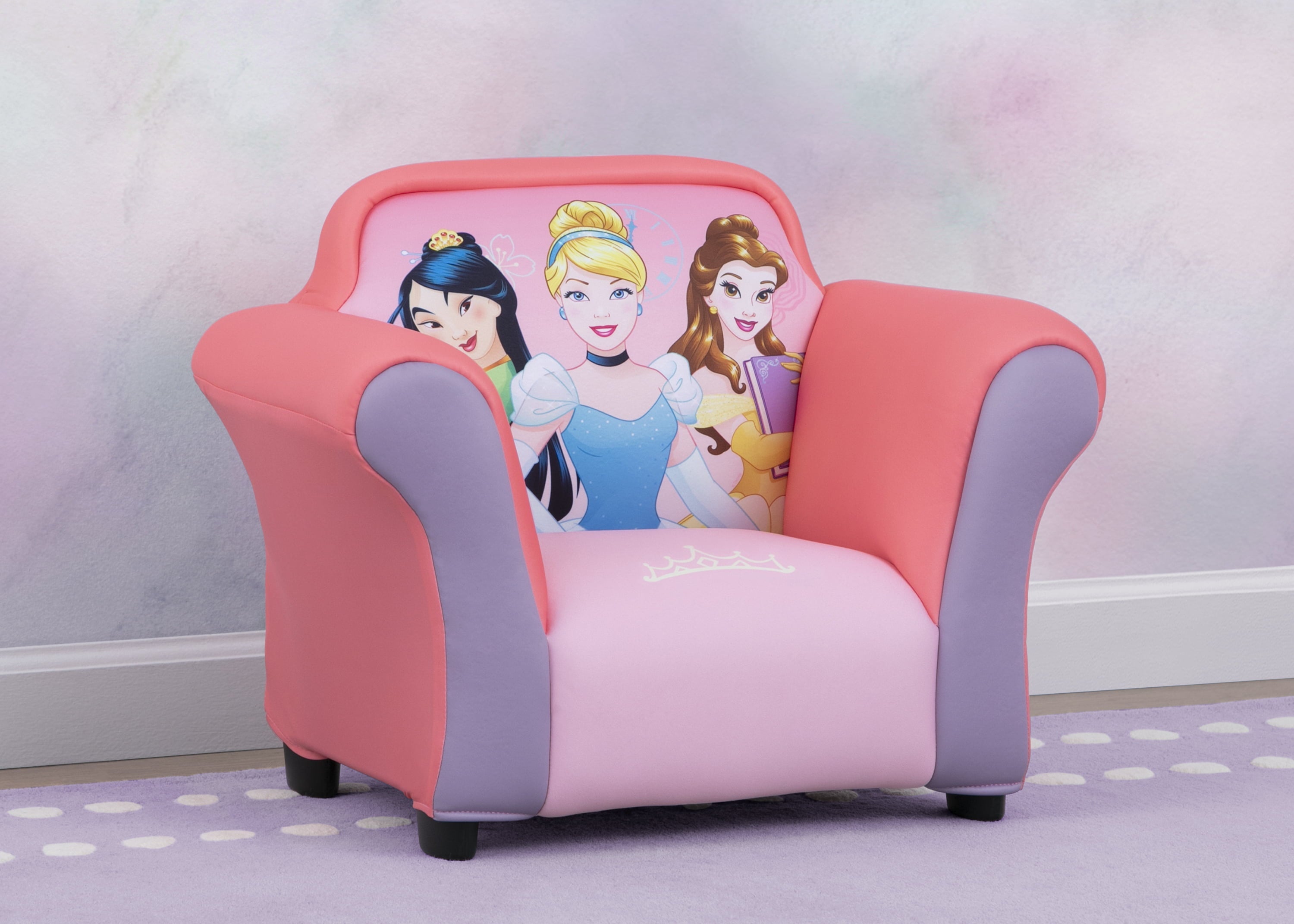 Disney Princess Upholstered Chair with Sculpted Plastic Frame by Delta Children, Pink