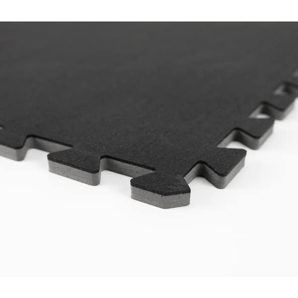 Obsidian Black 24 in. W x 24 in. L x 0.47 in. Thick Rubber Interlocking Exercise Floor Tiles (4 tiles/case)