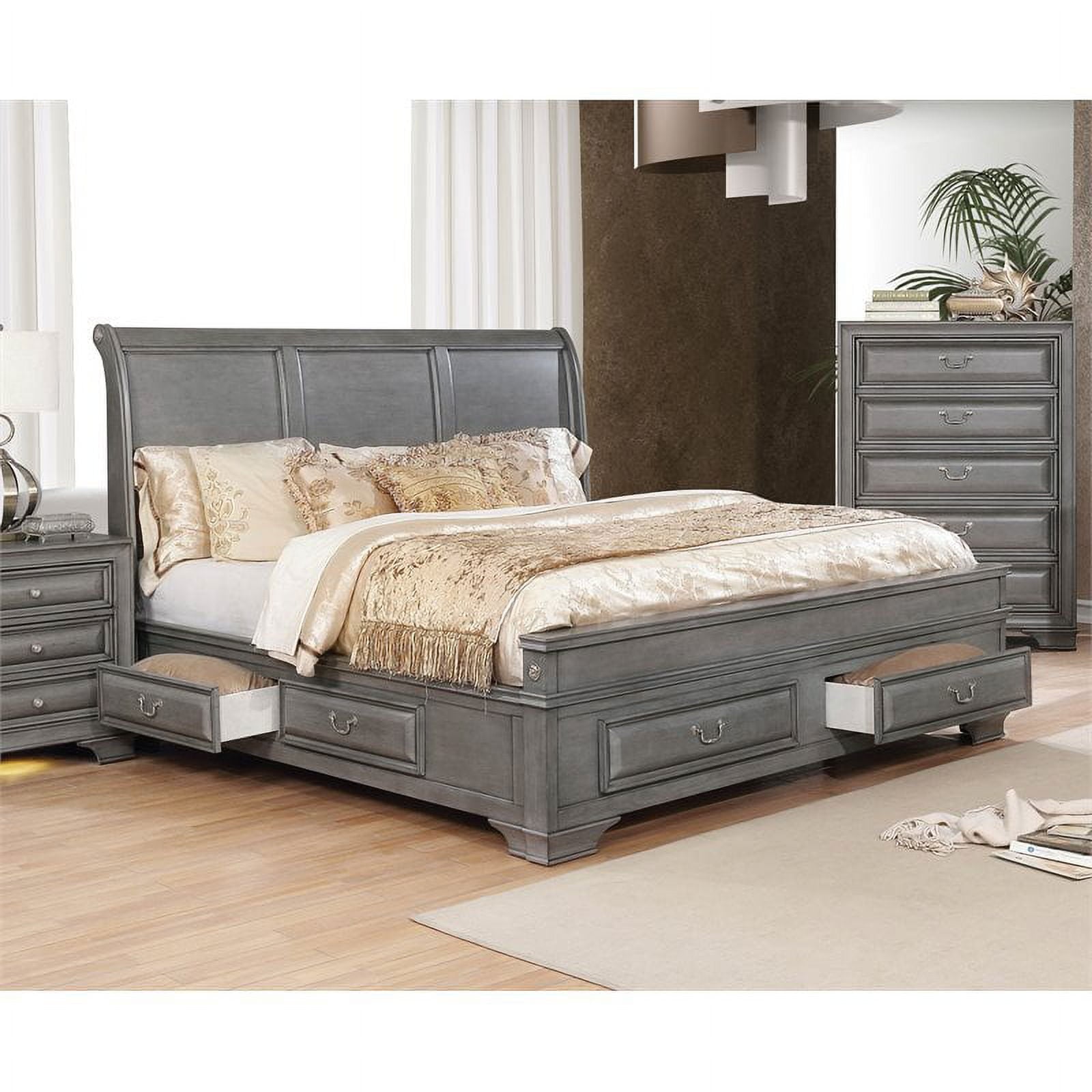 Furniture of America Bradford Wood King Storage Platform Bed in Gray