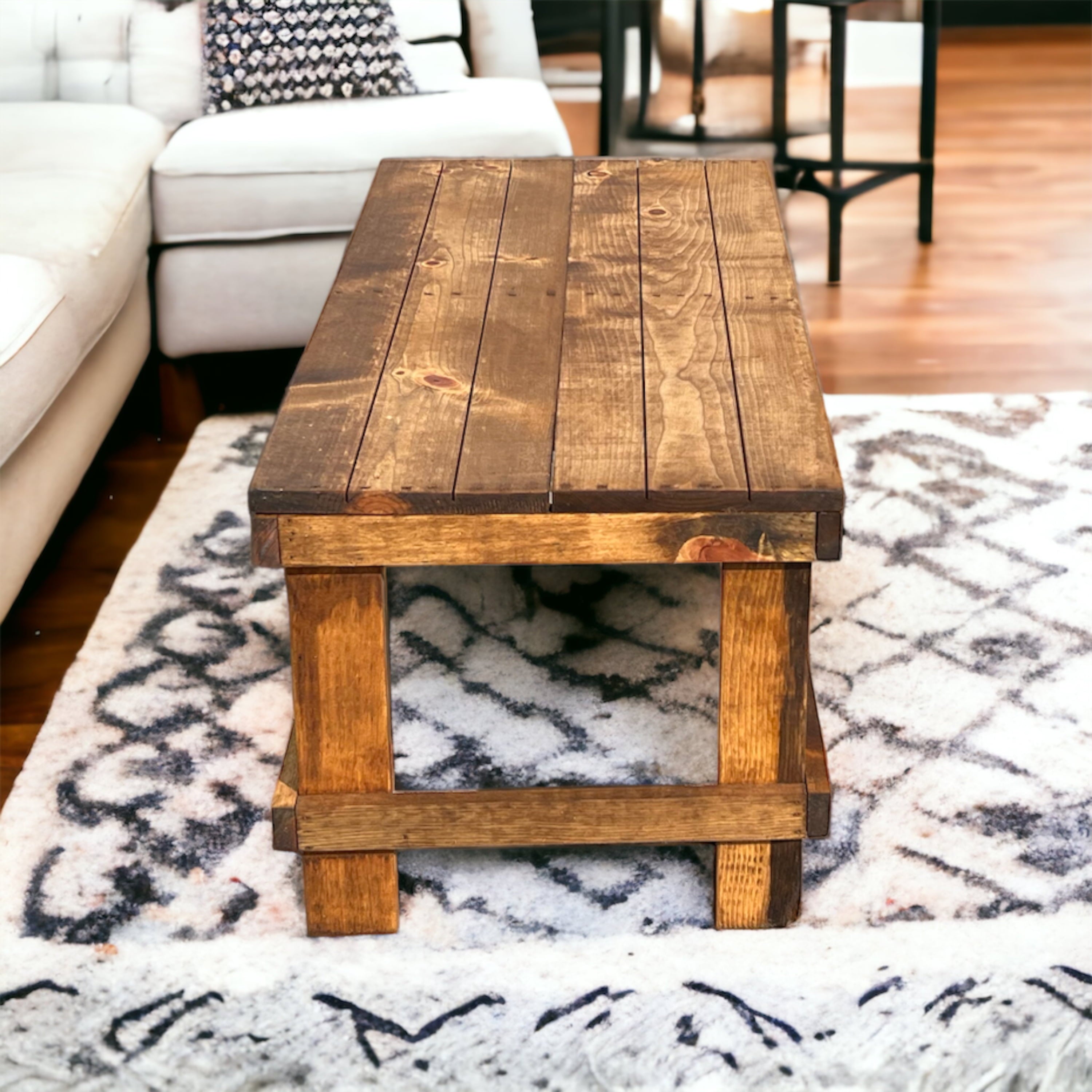 Woven Paths Landmark Pine Solid Wood Farmhouse Coffee Table, Light Brown