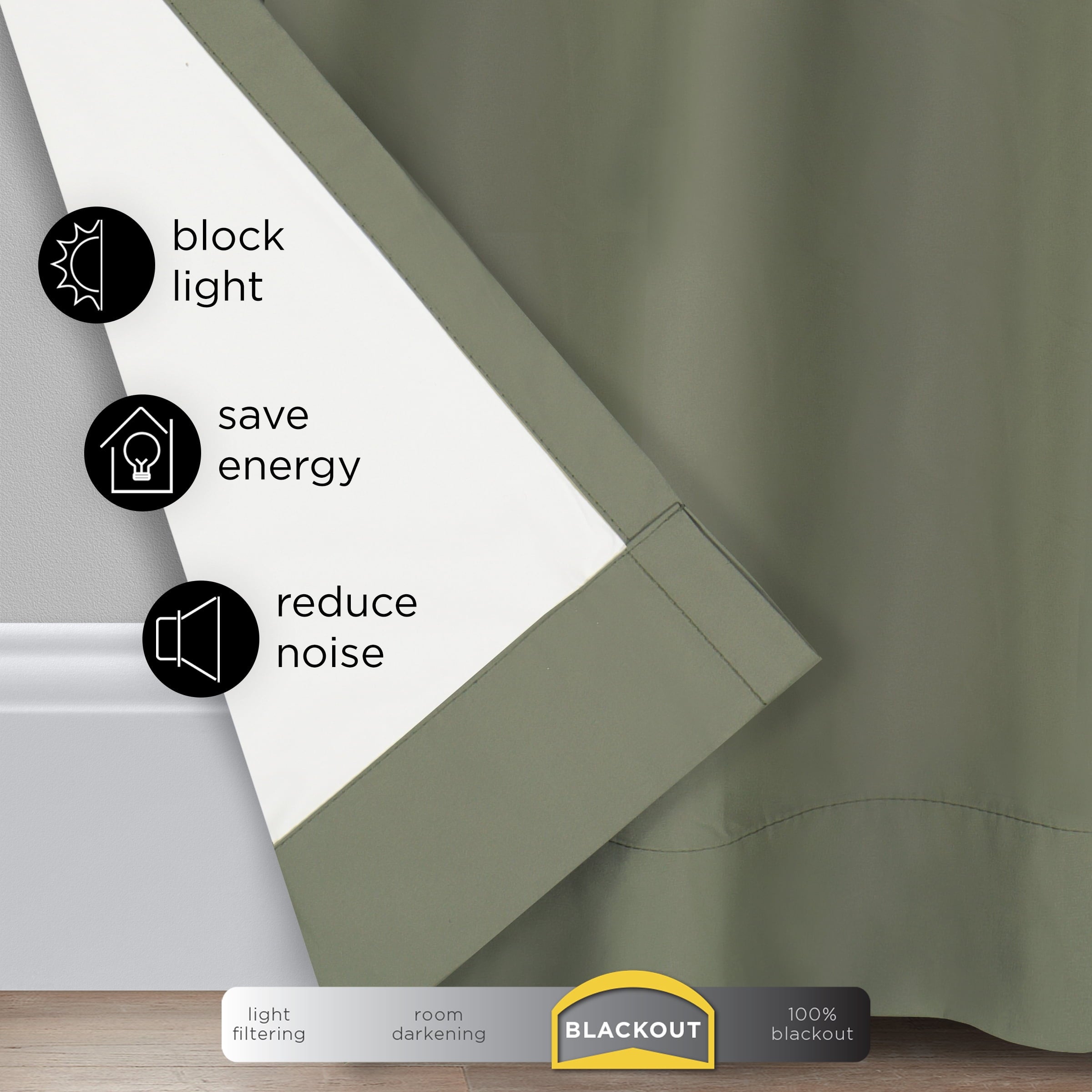 Eclipse Microfiber Energy-Efficient Solid Blackout Grommet Top Single Window Curtain Panel, Beige, 42 x 63