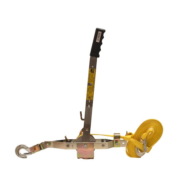 2,000 lb. 1-Ton Capacity 25 ft. Max Lift 10:1 Leverage Web Strap Puller Come Along Tool