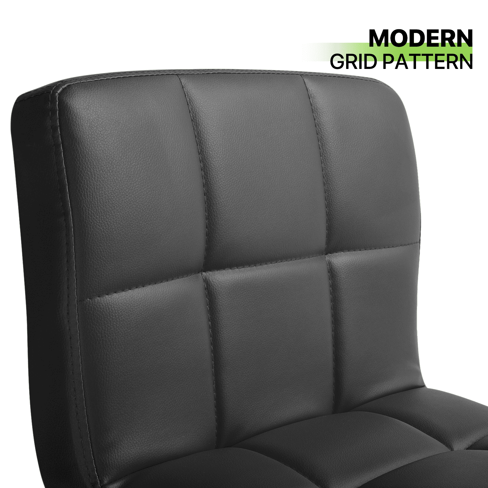 Magshion Set of 4 Faux Leather Adjustable Swivel Bar Stools with Square Back, Kitchen Counter Height Barstools Dining Chairs, Black