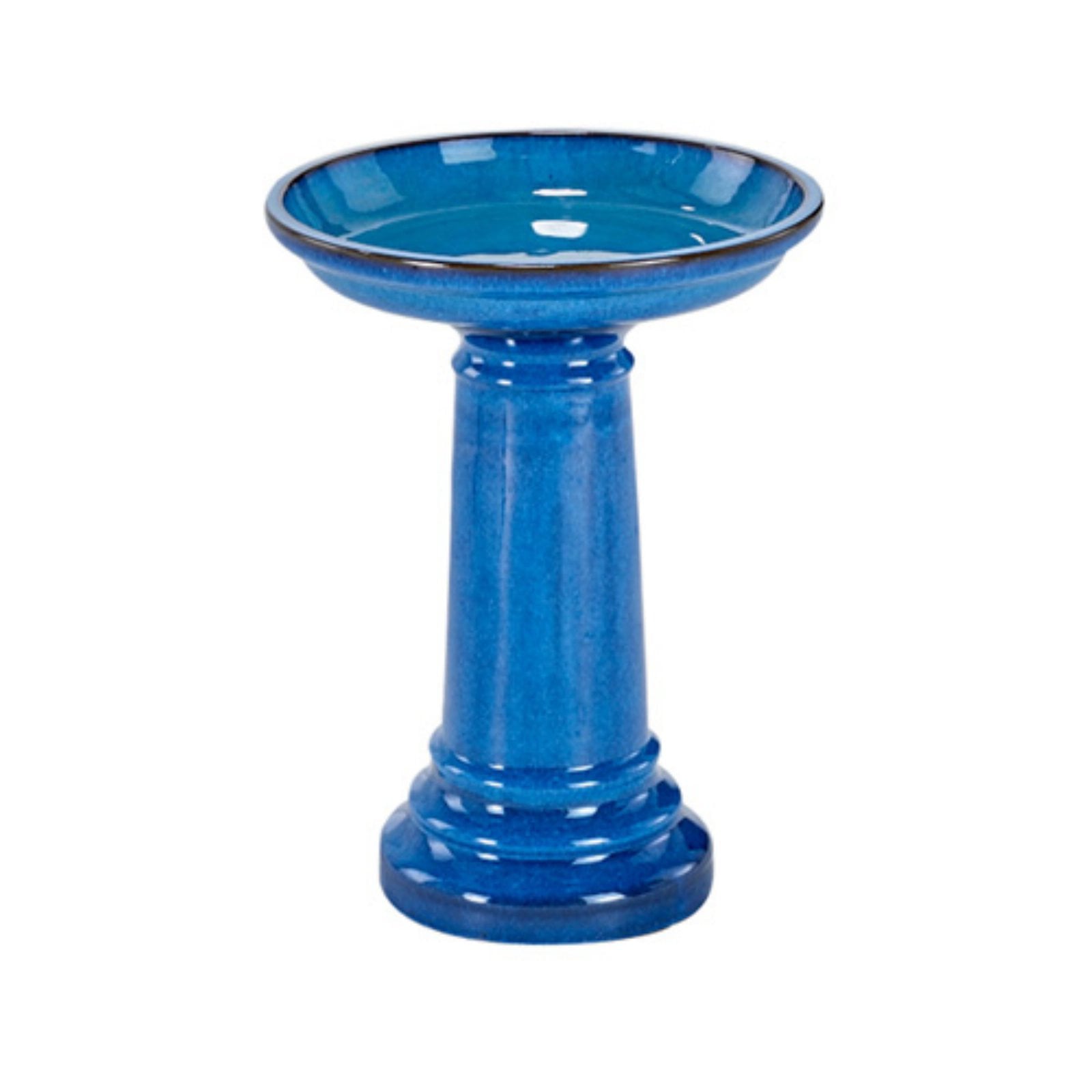 Smart Solar 207104-BT Aviatra Ceramic Traditional Garden Bird Bath, Bright Blue
