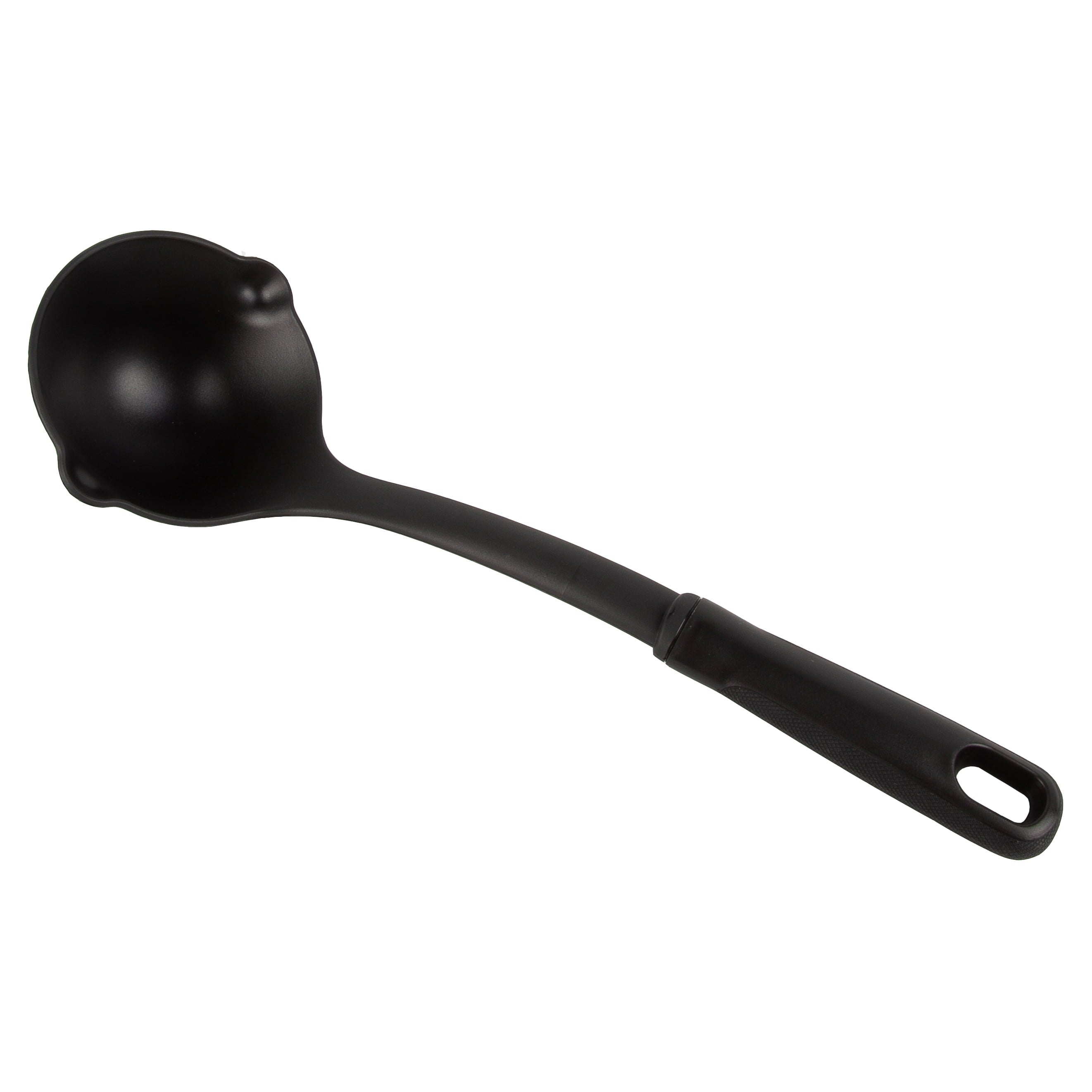 Mainstays Nylon Serving Ladle, Soft-Touch Diamond-Pattern Grip, Black