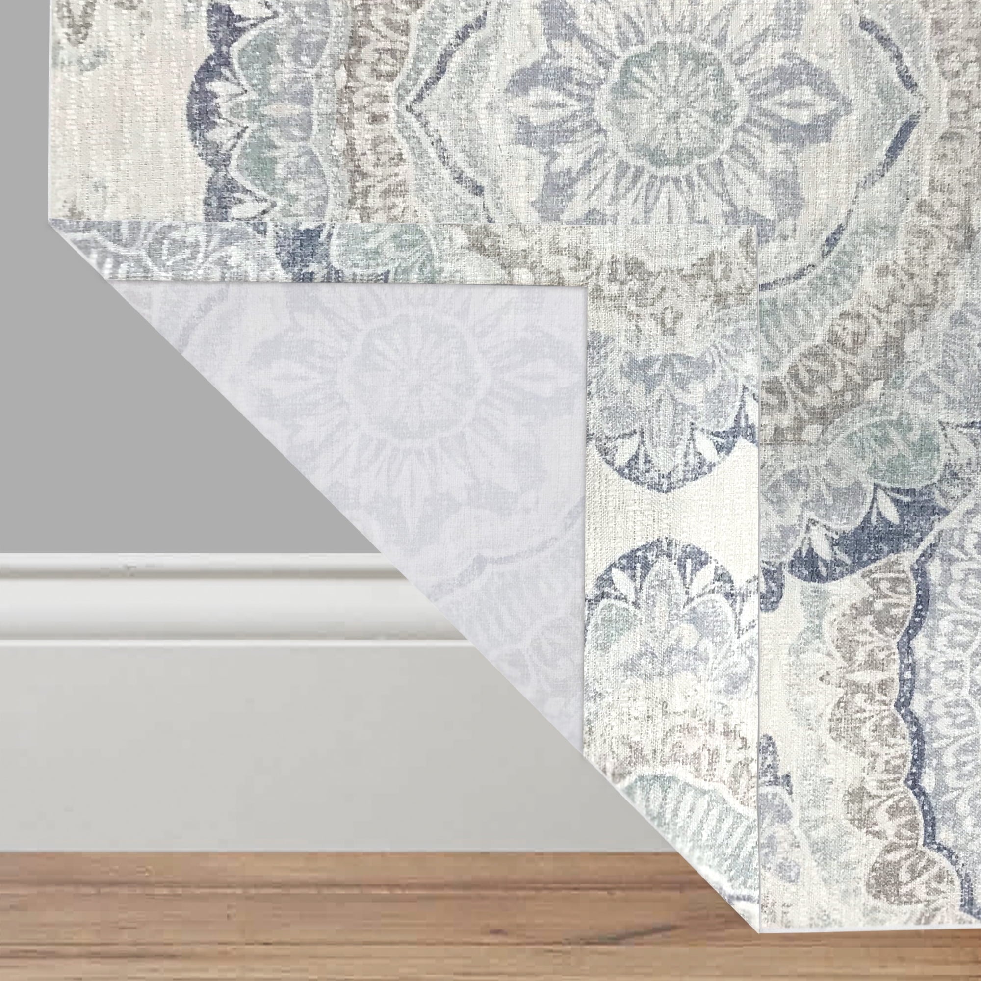 Eclipse Draft Stopper Medallion Print Room Darkening Fleece Lined Rod Pocket Single Curtain Panel, Blue, 42 x 84