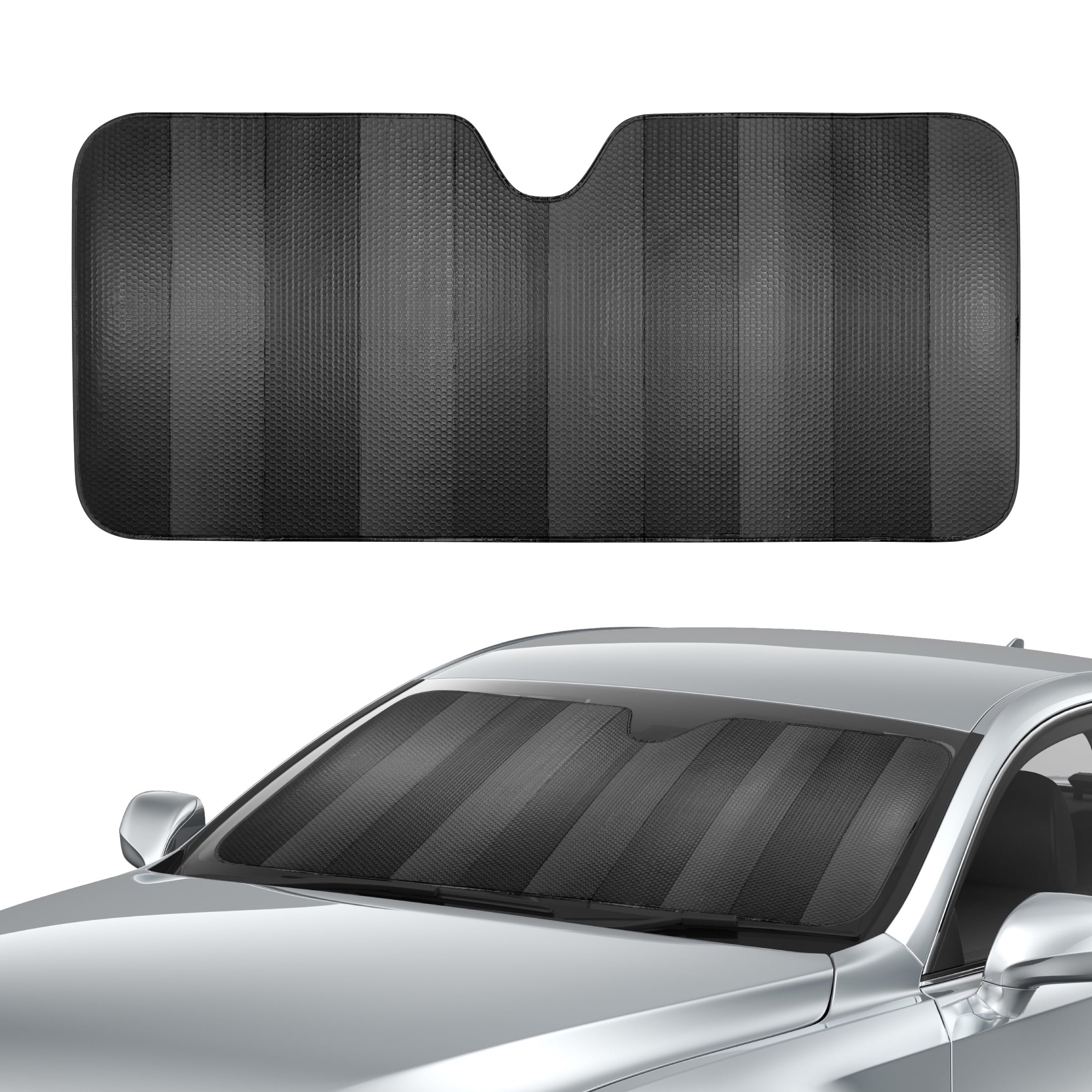 Auto Drive Windshield Black Accordion Sunshade for Models Sedan SUV Hatchback Liftback 1 Count, 63