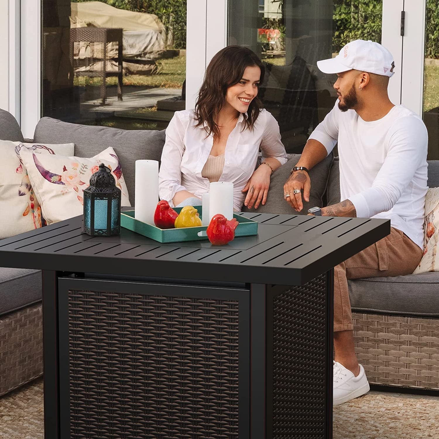 CECAROL 32 inch Propane Fire Table with Lid, Auto-Ignition 50000 BTU with External Igniter