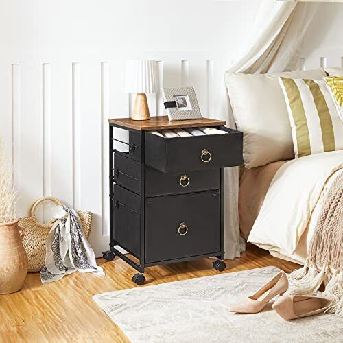 HOOBRO 3-Drawer Mobile File Cabinet Vertical Filing Cabinet Office Cabinet Fi...