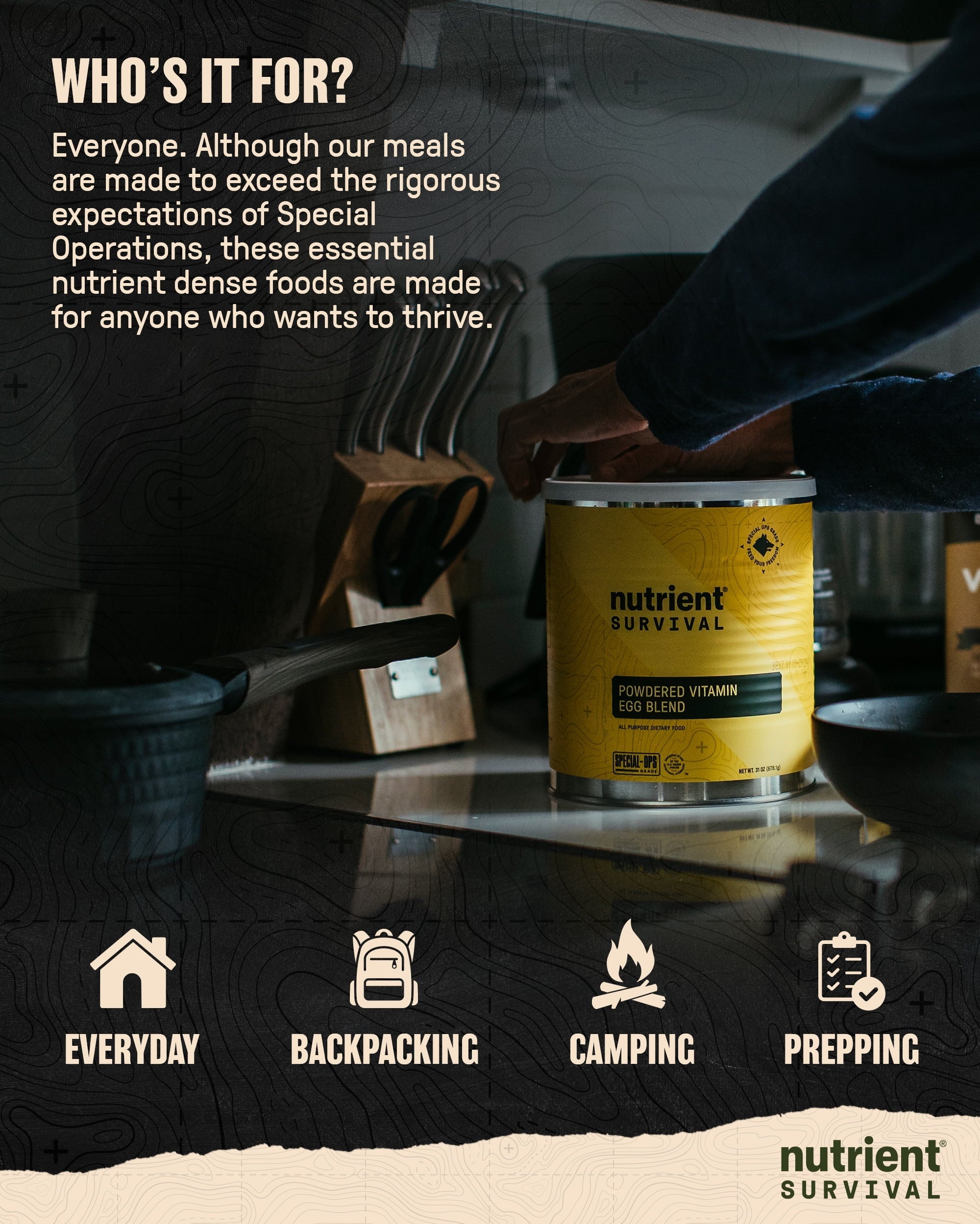 Nutrient Survival Vitamin Powdered Eggs Blend, Freeze Dried Prepper Supplies & Emergency Food Supply, 33 Essential Nutrients, Gluten Free, Shelf Stable Up to 25 Years, One Can, 70 Egg Equivalent