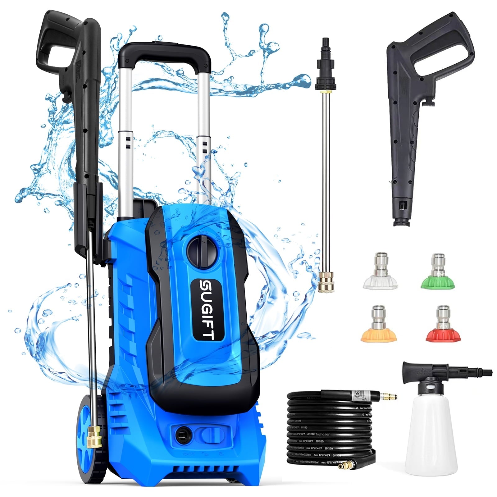SUGIFT Electric Pressure Washer, 14.5-Amp, Pressure Select Technology, 3300 PSI Max, 2 GPM Max