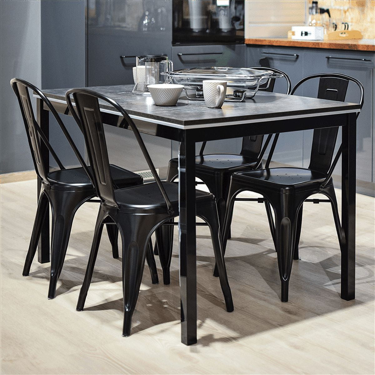 SMILE MART Dining Chair, Set of 4, Black