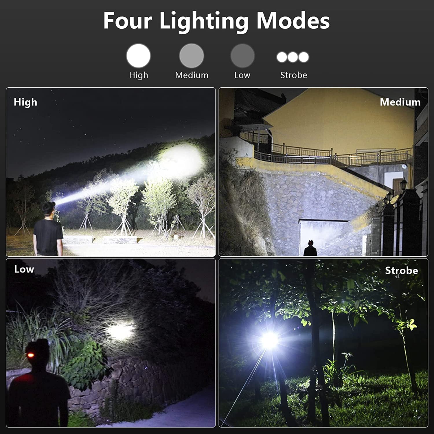 LED Rechargeable Headlamps for Adults, 90000 Lumen Super Bright Headlamp Flashlight 90°Adjustable 4 Modes IPX5 Waterproof USB Rechargeable Head Lamp for Camping Running Hunting Cycling Climbing Hiking