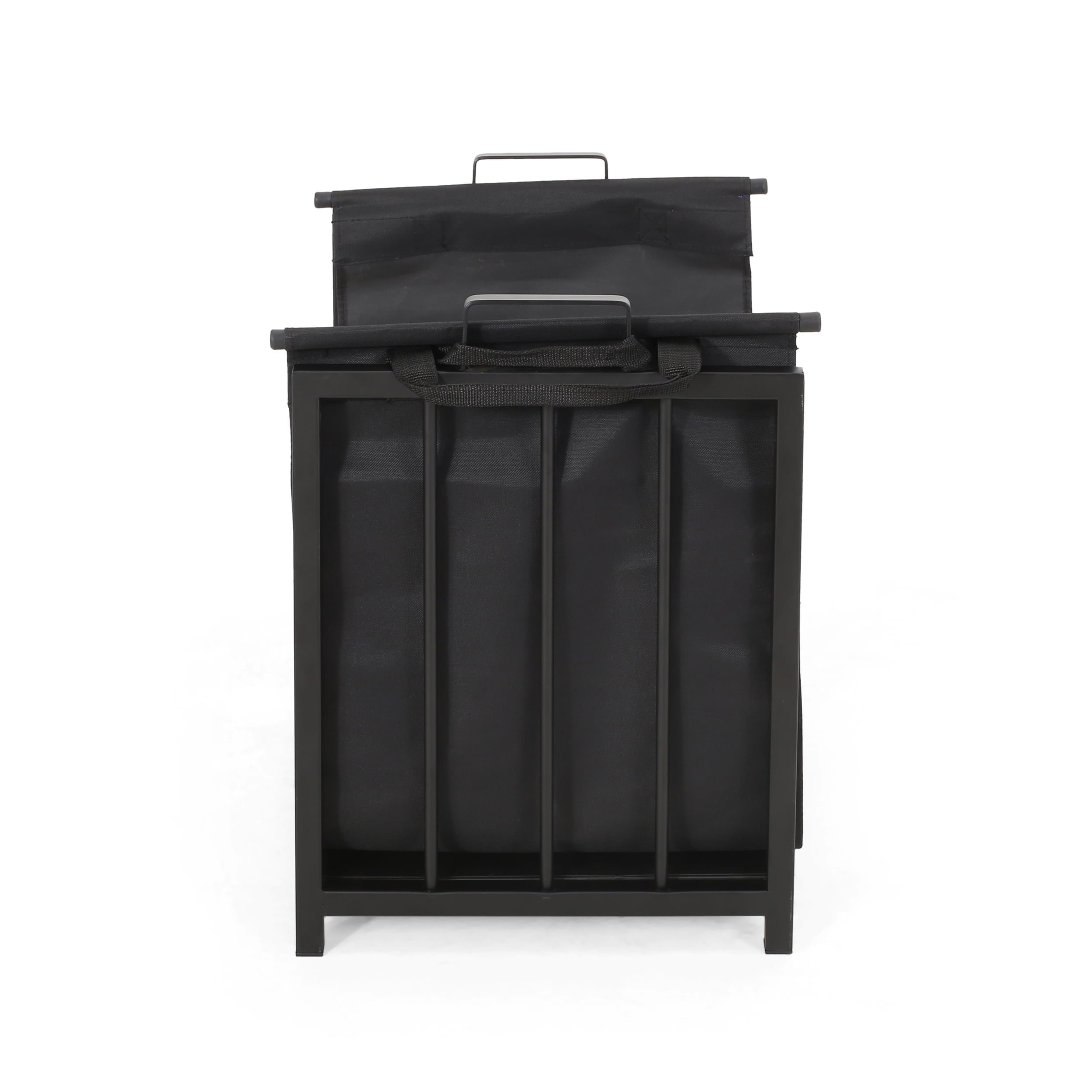 Amir Cosada Iron and Canvas Fireplace Log Holder, Black and Matte Black