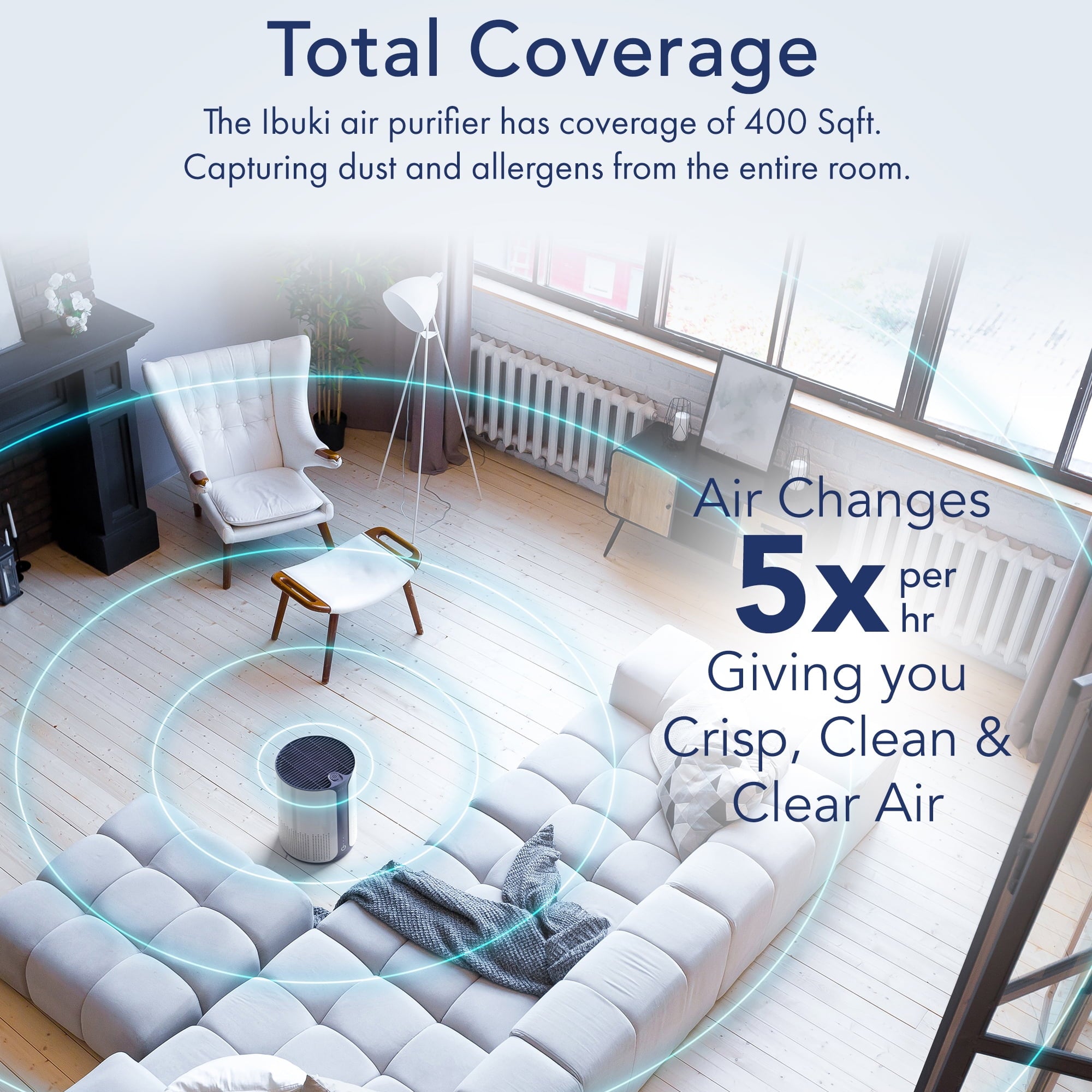 Miko Home Air Purifier with Multiple Speeds Timer True HEPA Filter to Safely Remove Dust, Pollen, Allergens, Odor - 400 Sqft Coverage