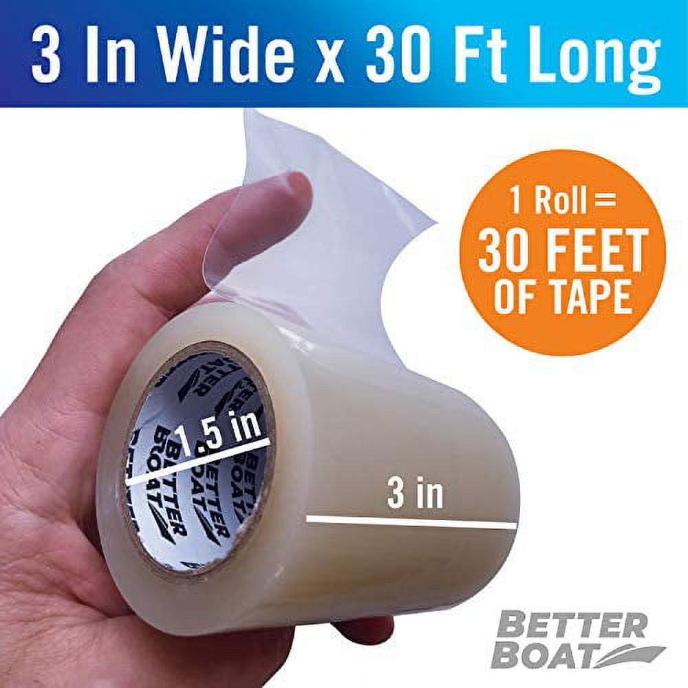 Fabric Repair Tape Repair Boat Covers Canvas Tent Repair Tape Pop Up Camper RV Awning Repair Tape Tarp Canopy Tear & Vinyl Waterproof Bimini Tops Sail Air Mattress Patch Kit 30FTx3 Clear Heavy Duty