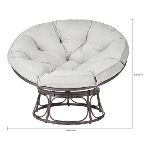 Papasan Chair with Cushion 46" Wide, Pumice Gray, Upholstery
