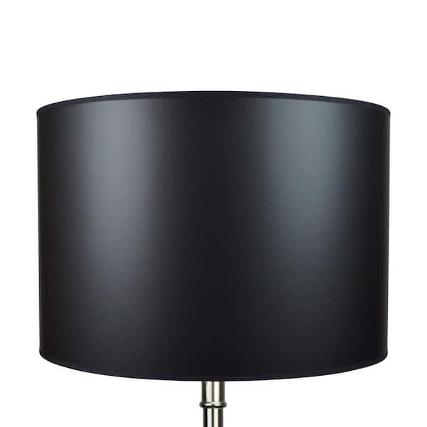 18 in. Width x 12 in. Height Black Paper with Gold Foil Interior/Brass Hardware Drum Lamp Shade