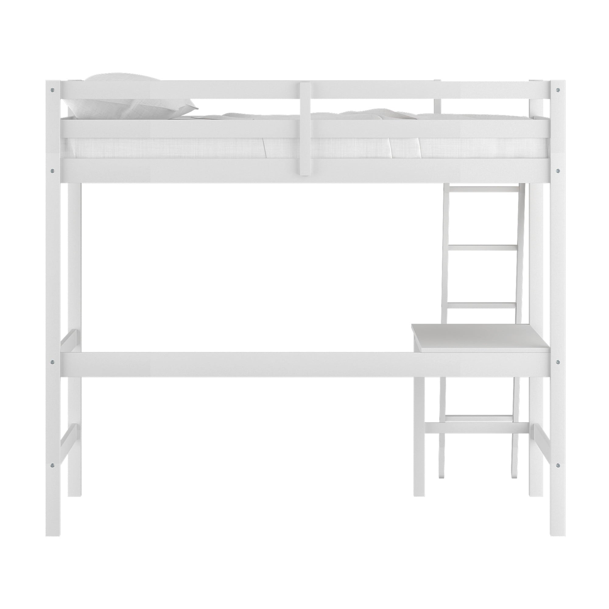 Hillsdale Campbell Wood Twin Loft Bunk Bed with Desk, White