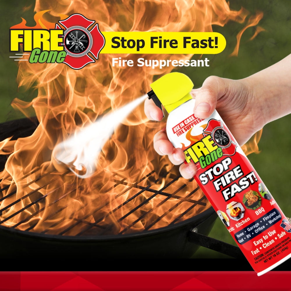 Fire Gone 16 oz Fire Extinguishing  Water Based Aerosol Suppressant  (Pk of 1) Class A, B, C Fires.