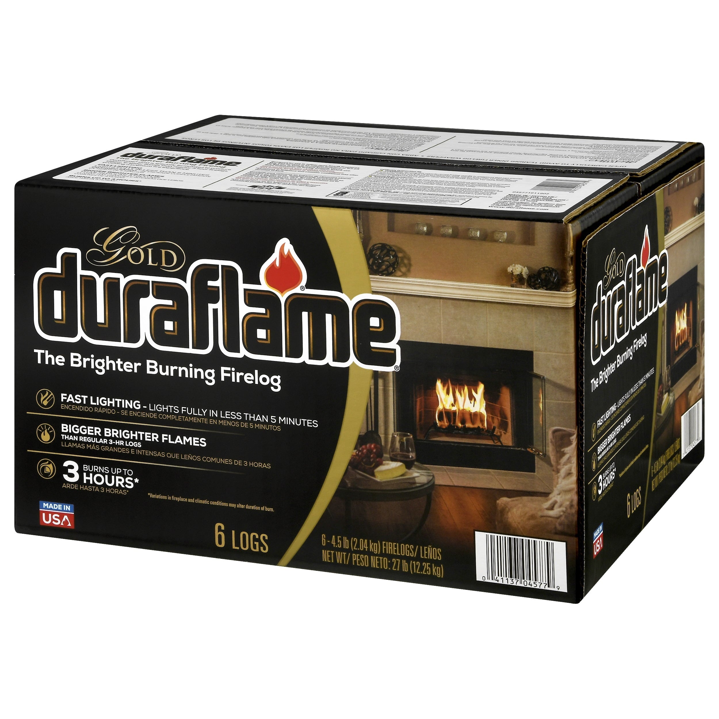 Gold Ultra Premium 4.5lb Firelogs, 6-Pack Case, 3 Hour Burn