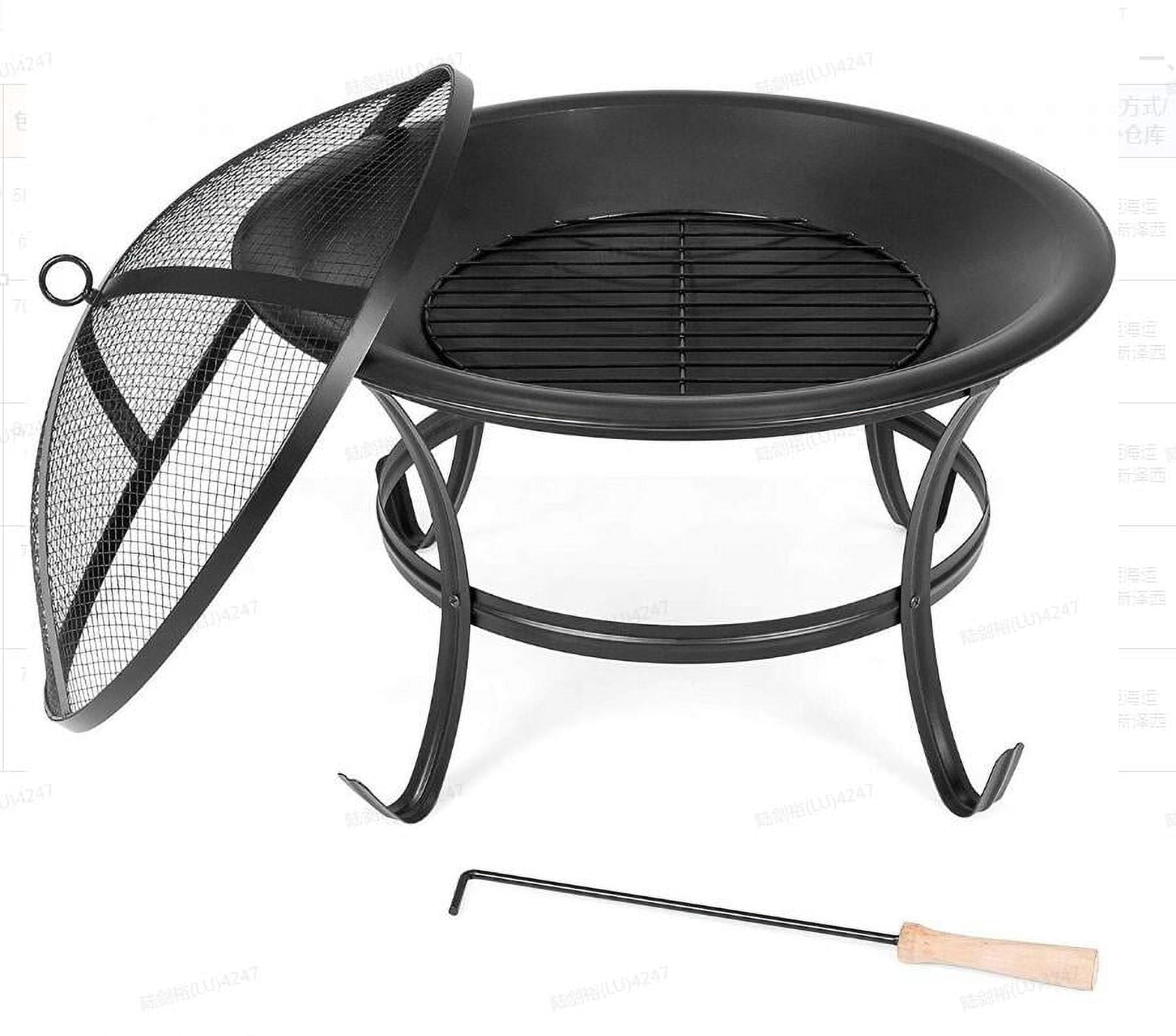 KingSo 22 inch Wood Burning Fire Pit for Camping Picnic Bonfire Patio Outside Backyard Garden Small Bonfire Pit Steel Firepit Bowl with Spark Screen, Log Grate, Poker