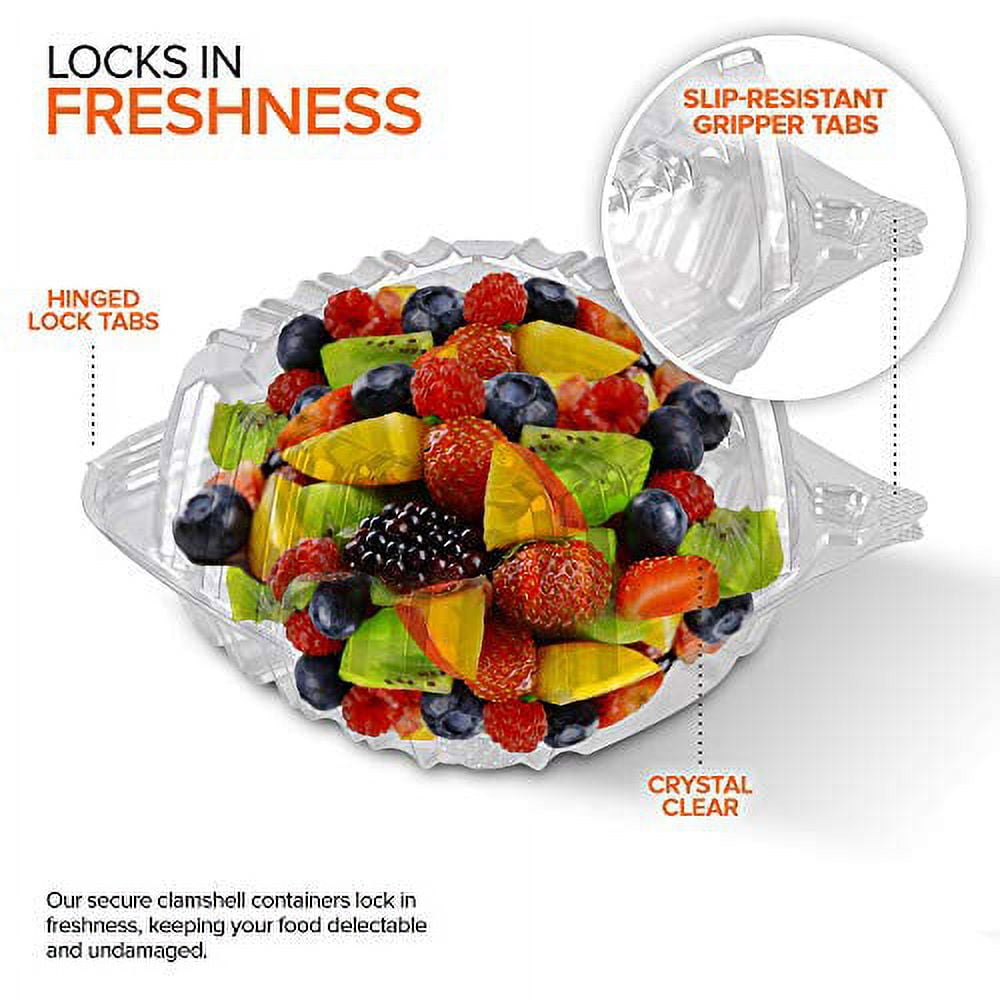 Stock Your Home Plastic 5 x 5 Inch Clamshell Takeout Tray (50 Count) - Dessert Containers - Plastic Hinged Food Container