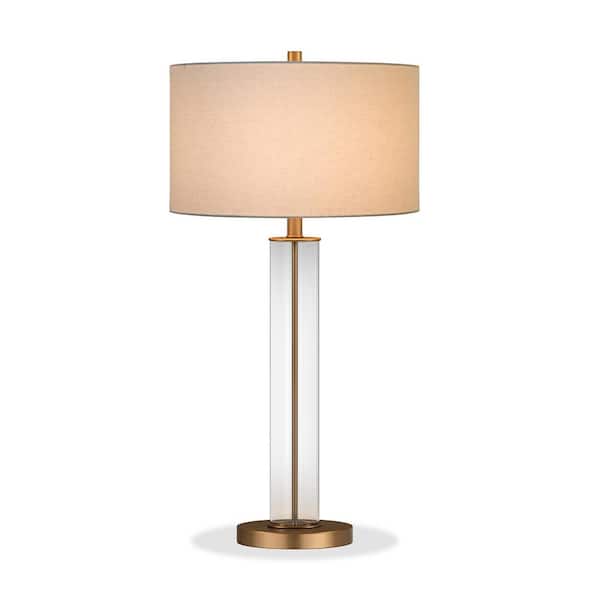 Harlow 29 in. Brass and Clear Glass Table Lamp