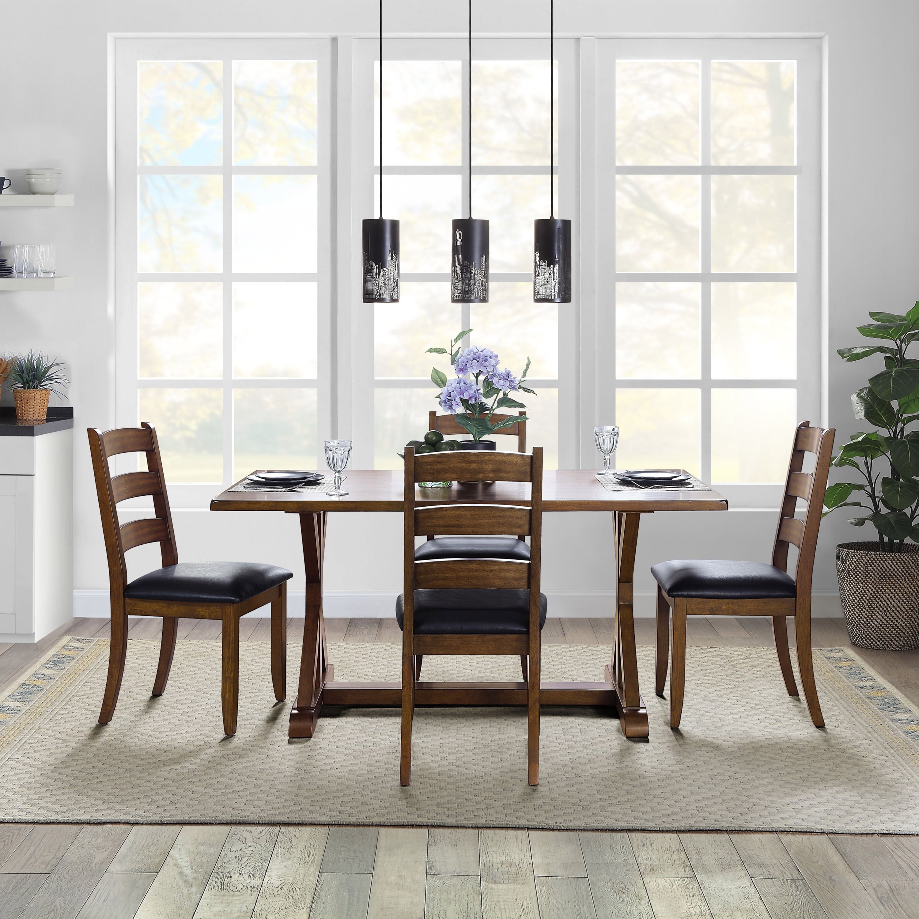 Better Homes & Gardens Granary Modern Farmhouse Ladderback Dining Chairs, Set of 2, Aged Brown Ash