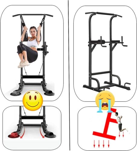 Power Tower Dip Station Pull Up Bar Exercise Tower Adjustable Pull Up Station