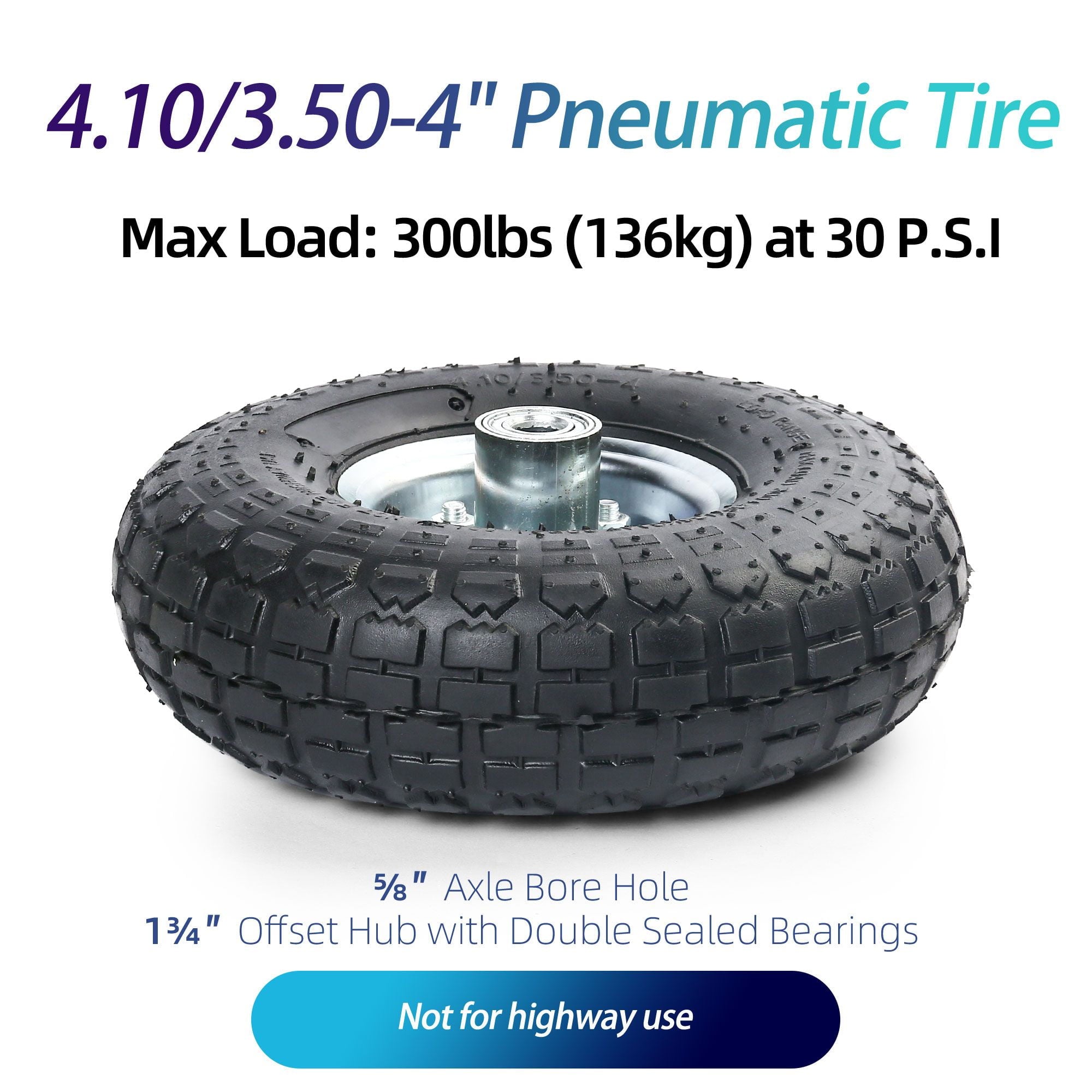 LotFancy 10 in Tire, 4.10/3.50-4 Solid Tyre Wheels Wear-Resistant Corrosion-Resistant for Hand Truck Gorilla Cart Garden Wagon Trolley Dolly Replacement Tire, 2 Pack