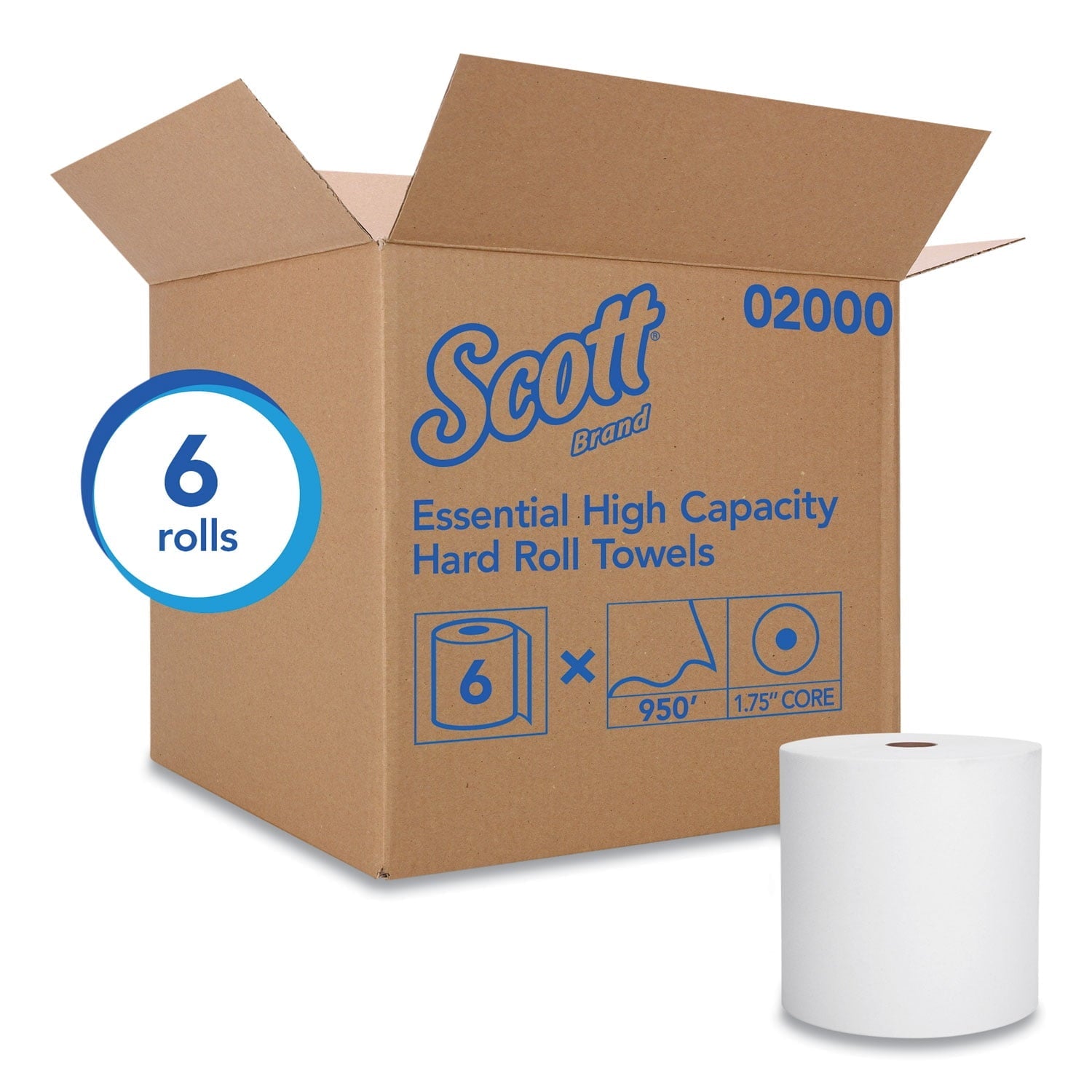 Scott Essential High Capacity Hard Roll Towels for Business, 1.75