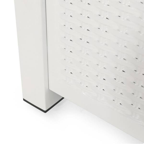 Symonds White/Light Grey Wood Grain Square Metal Fire Pit