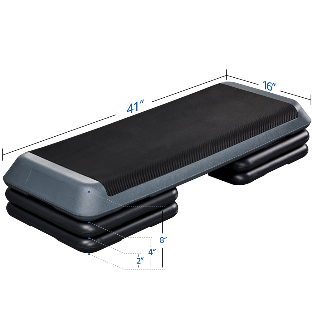 Topeakmart 43'' Adjustable Aerobic Stepper Exercise Platform with Risers for Home Gym and Training, Gray