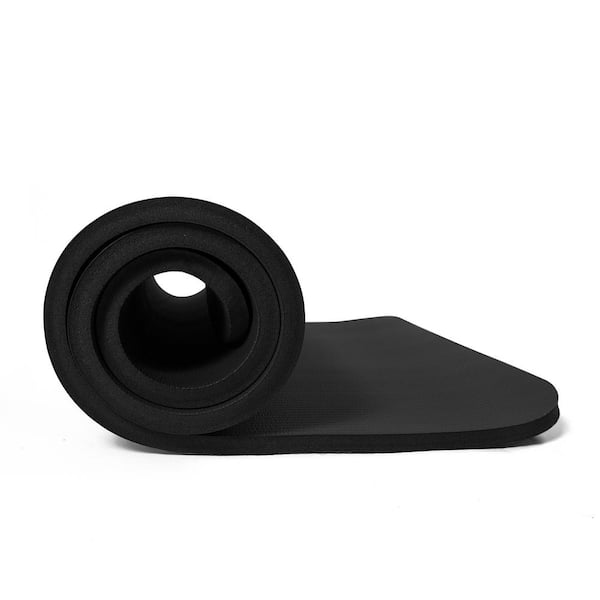 Black High Density Yoga Mat 72 in. L x 24 in. W x 0.6 in. Pilates Exercise Mat Non Slip (12 sq. ft.)