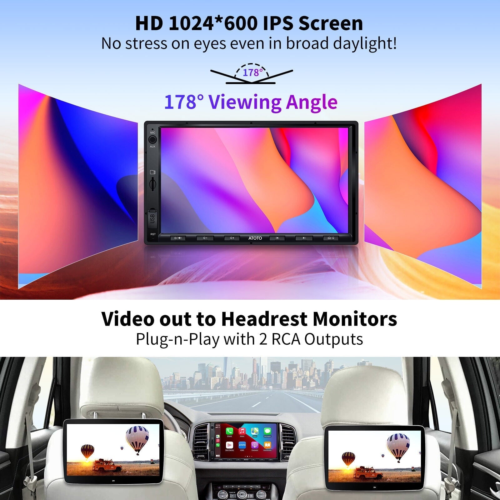 ATOTO 7inch F7WE Double Din Car Stereo Head Unit,Wireless Carplay Android Auto with Bluetooth GPS Quick Charge FM/AM