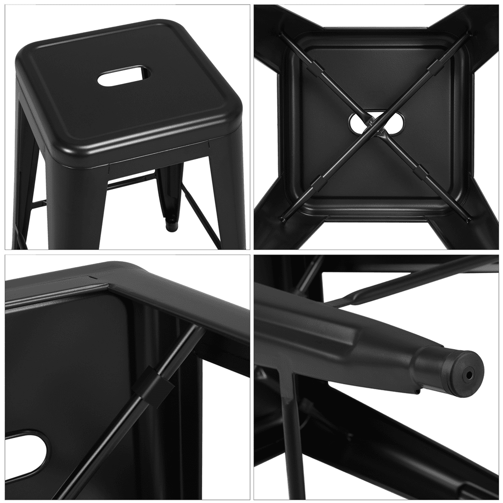 Yaheetech 24'' Metal Counter Stools, Set of 4, Black