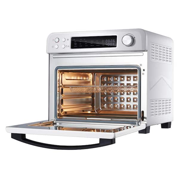20 qt. 1700-Watt White Air Fryer Toaster Oven Preset Menu Program Cavity
